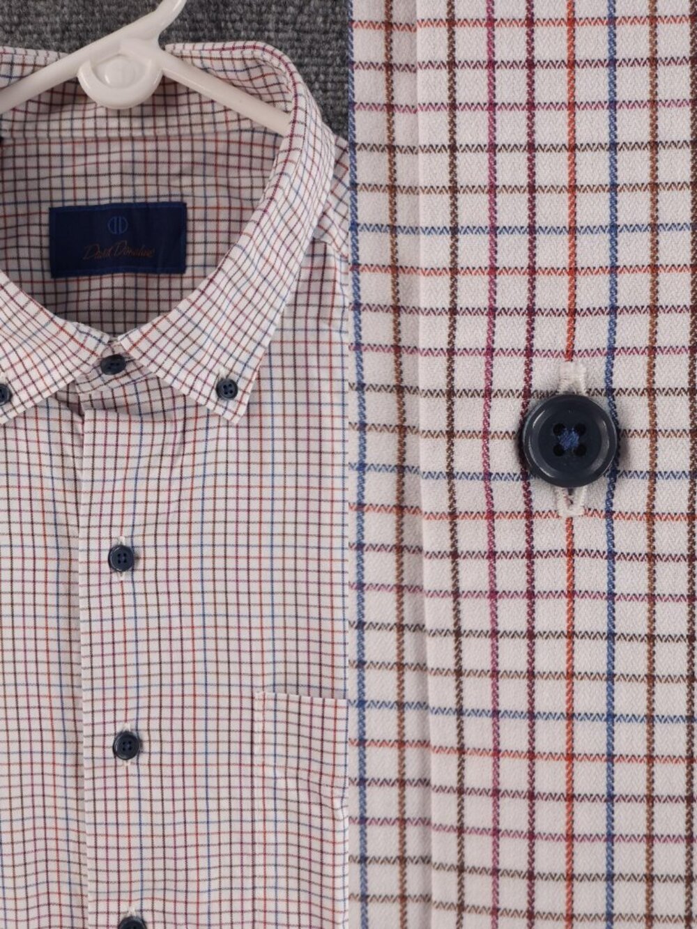 David Donahue XL Multicolor Check Cotton Button-Down Business Long Sleeve Shirt